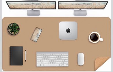 AFIING Cork Desk Mat 47" x 23.6", Dual-Sided Natural Cork & PU Leather Desk Pad, Non-Slip Waterproof Large Mouse Pad for Office, Home & Gaming (Dark A