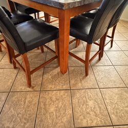 Marble Top Dining Table + 8 Chairs Great Condition! $300 OBO