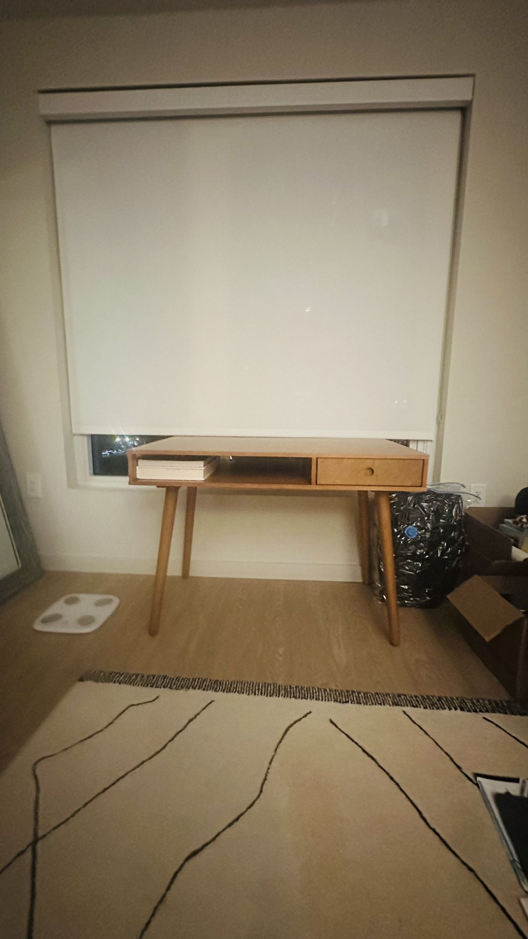 Wood Mid-Century Modern Writing Desk with Drawer