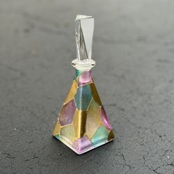 Vintage Royal Limited Crystal Perfume Bottle Hand Painted in Italy Gold 6.75"