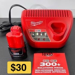 Milwaukee New Battery And Charger 12M Nuevos 