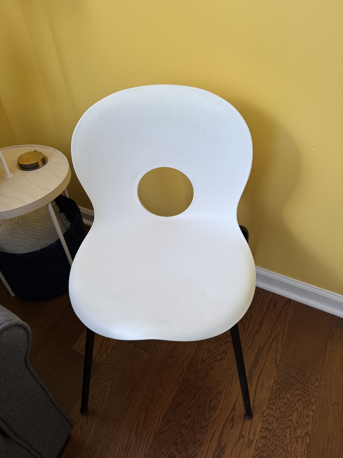 White Laminated Wood Chair $7
