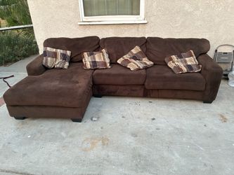 Delivery Available/ Brown microfiber sectional couch