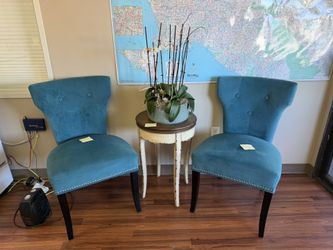 Turquoise Accent Chairs(2) And Table
