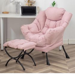 Tiita Lazy Pink Chair with Ottoman