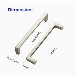 Brushed Nickel Cabinet Handles, 10 Pcs, 5”