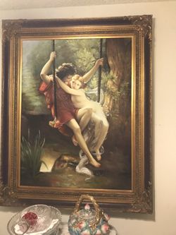 Large 4’X 5’ Hand Painted Oil Painting With Gorgeous Solid Wood Frame