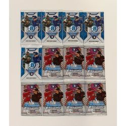 2021 + 2023 Bowman Chrome Baseball Packs - 12 Pack Lot - 5-Card Base Packs MLB Cards NEW