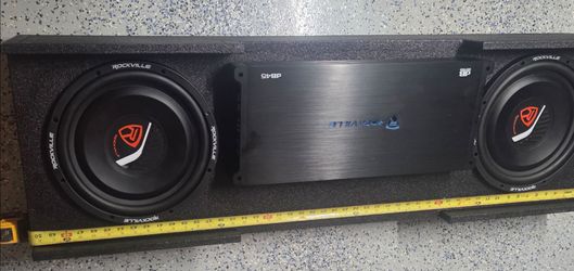 ROCKVILLE AMPLIFIER AND 2 12" SUBS IN CUSTOM BOX
