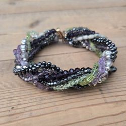 10 Strand Crystal & Gemstone Bracelet 