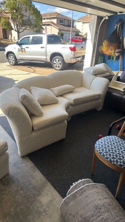 White couch and love seat