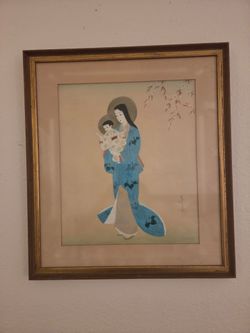 Framed Japanese Madonna and Child Art Print