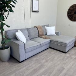 Bob's Furniture "Playscape" Gray Sleeper Modern 2pc L Sectional Couch with Storage Chaise