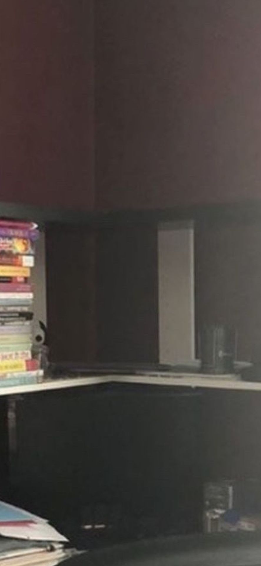 IKEA corner desk for sale (black/white) comesp with black leather chair$145