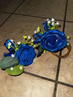 Navy Blue Rose Corsage & Boutonniere Set: Prom Flowers