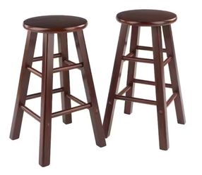Element 24 in. H Walnut Counter Stool Set (2-Pieces)