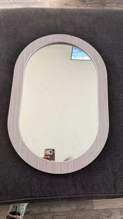 Oval Wall Mirror with Wood-Tone Frame