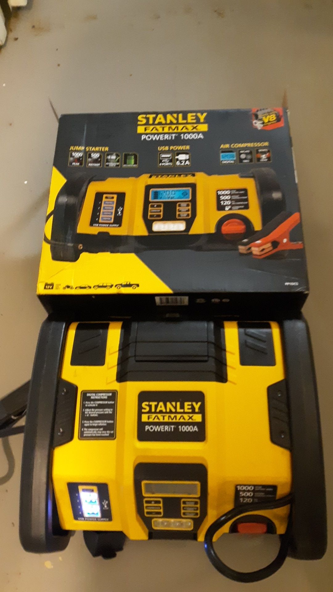 Stanley FatMax powerit 1000 amps USB power jumpstart air compressor
