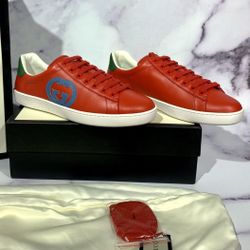 👟 Gucci Red Comb Ace Mid-Top Sneakers – Men’s 9.5 & 10 Ready for Pickup!