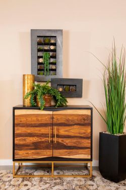 Accent Cabinet Black Walnut finish, Gold meta base. New Especial price 
