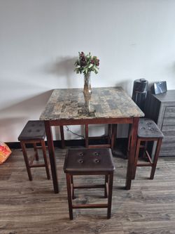 Counter-height dining set — table + 4 stools