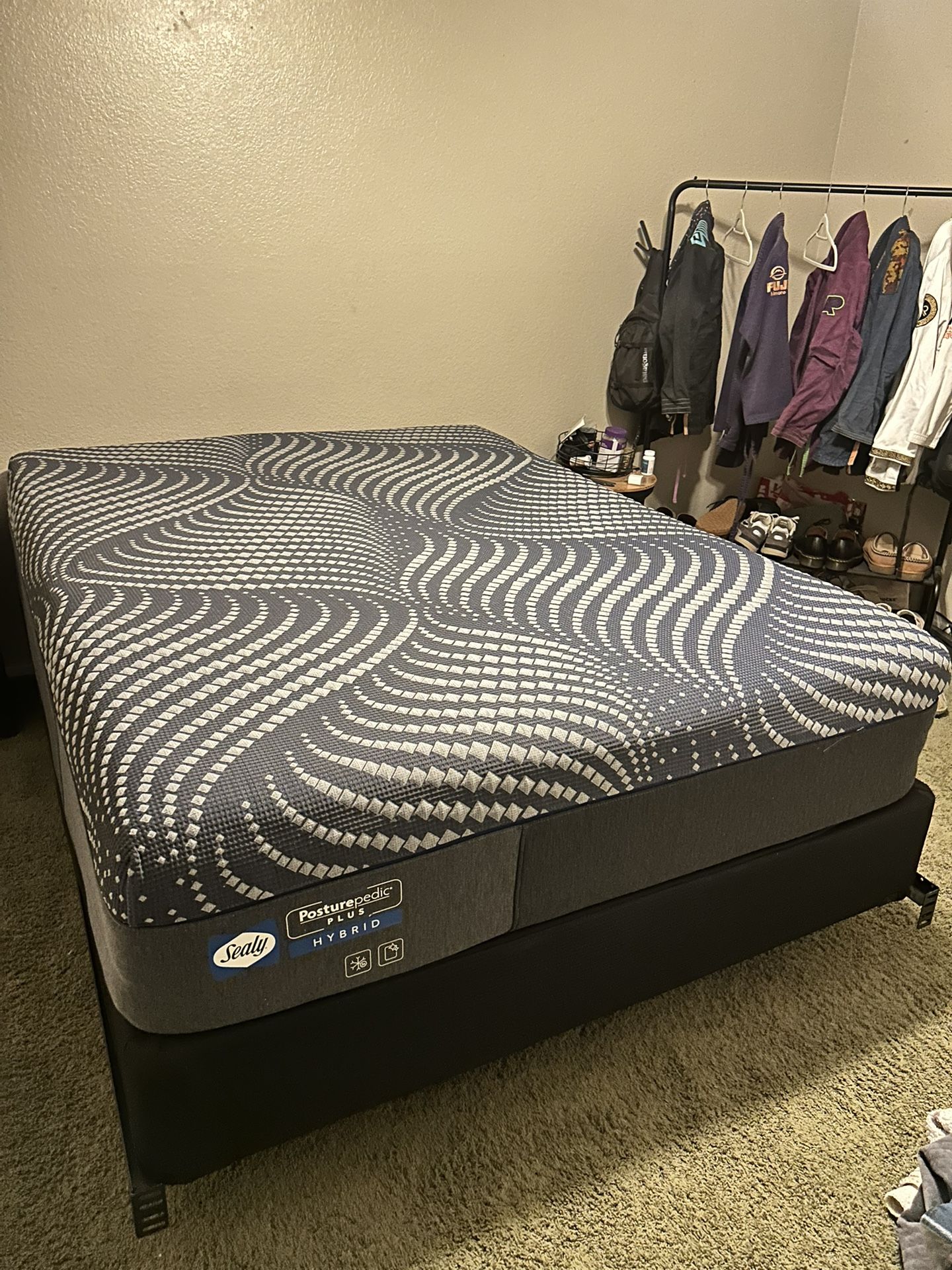 Sealy Posturepedic Plus Hybrid Queen Bed, Box Spring And Bed Frame INCLUDED– $500 (Pick-Up Only)