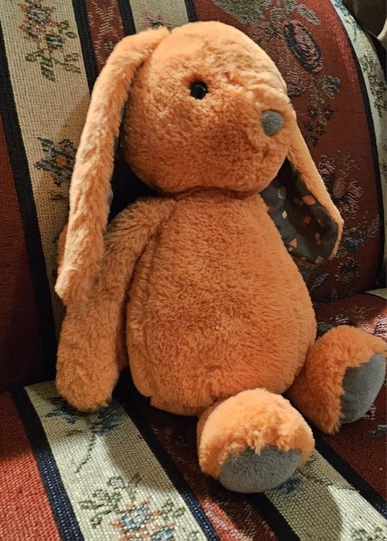 EASTER B. SOFTIES ORANGE W/POLKADOTS EARS BUNNY RABBIT SOFT PLUSH