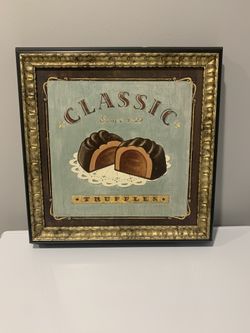 Decorative art with ornate 14” x 14” frame. 2” deep