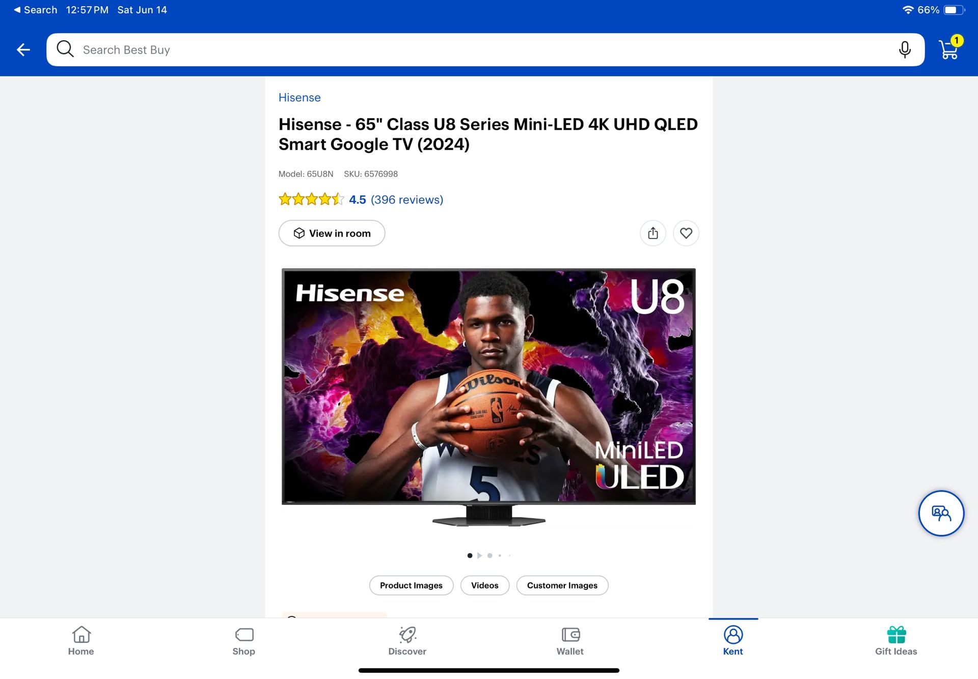 Hisense - 65" Class U8 Series Mini-LED 4K UHD QLED Smart Google TV (2024) With Mounting Bracket