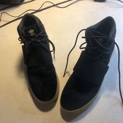 Adidas Tubular Invader Strap Shoes Black Suede Size 11.5