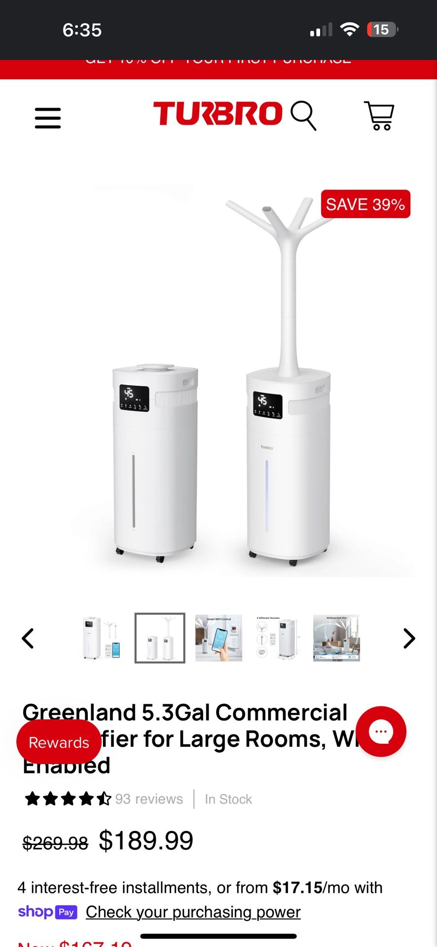 Greenland 5.3Gal Commercial Humidifier for Large Rooms, WiFi Enabled