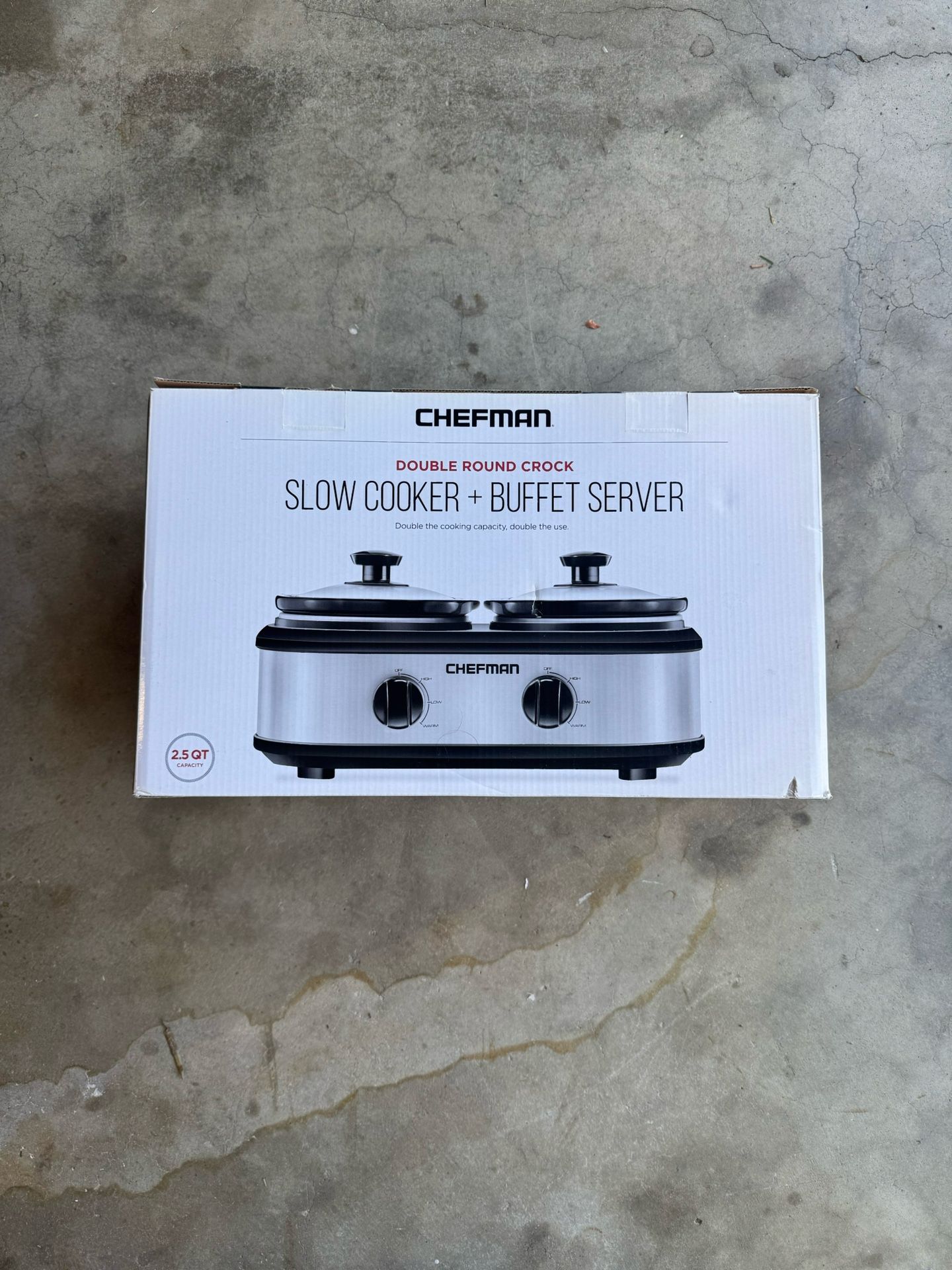 Chefman Double Slow Cooker + Buffet Server – 2.5QT