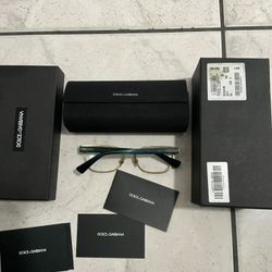 Dolce & Gabbana Eyeglasses Frames DG1(contact info removed) Blue Gold Rectangle 53-16-140