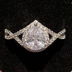 Diamond Silver Ring 925 Sz 9