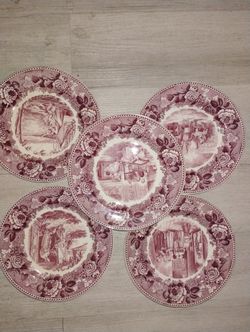 5  Wedgwood Village Blk Smith Longfellow Serie 9 Plates