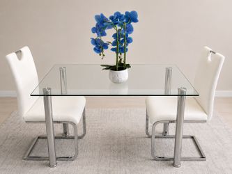 WHITE & SILVER DINING SET - 3 pieces