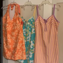 3 Brand New With Tags MOSSIMO Reversible Sundresses ~ Summer Tropical Hawaiian Print ~ Junior Size 2XL (Size 11 or 13)