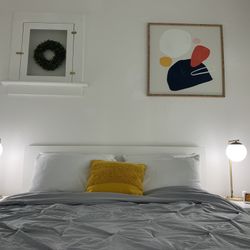 IKEA Queen Bed Set With Stands And Mattress 
