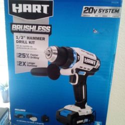 HART 20-Volt Brushless 1/2 Inch Hammer Drill Kit