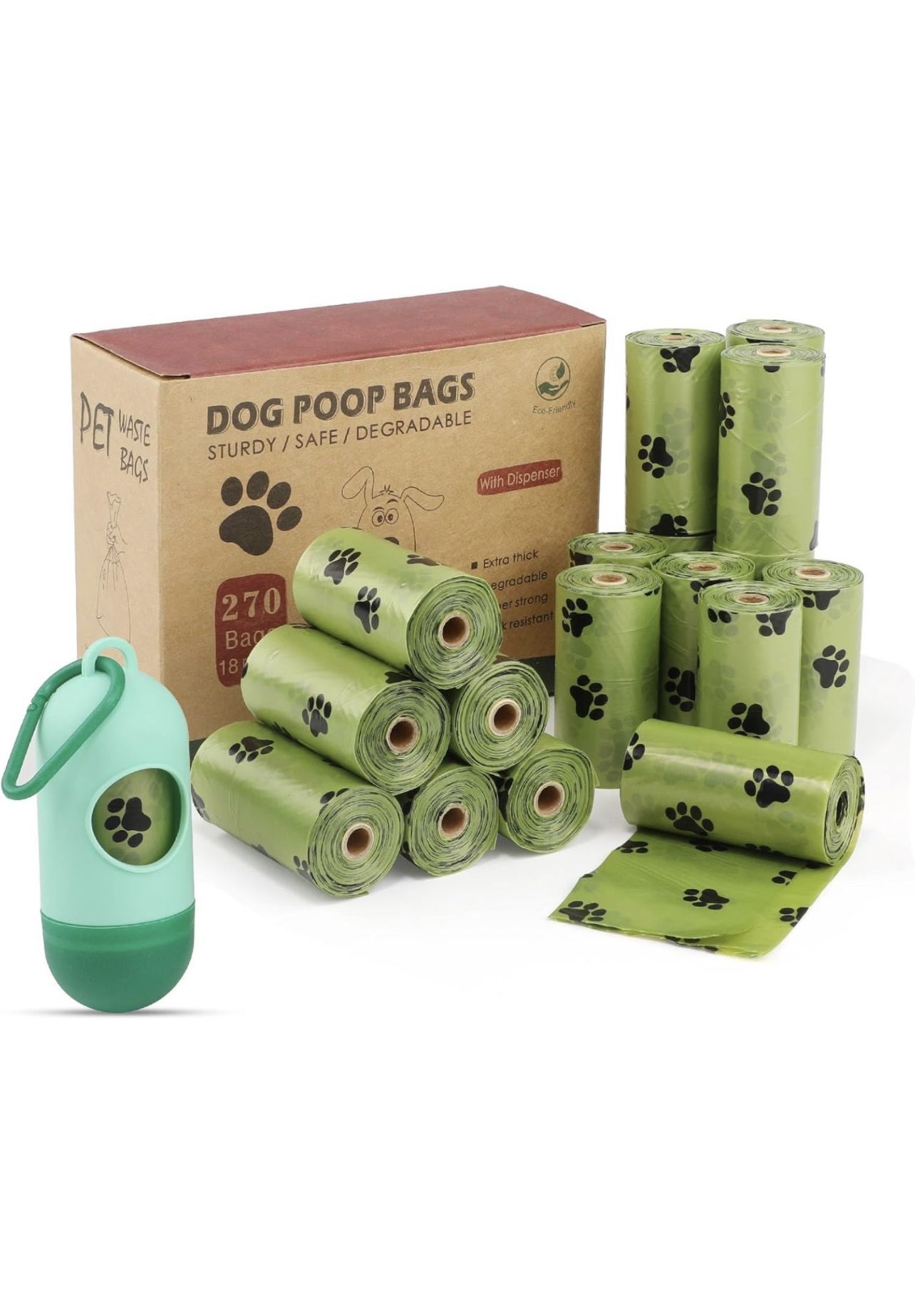 Pet Waste Bag | Ecofriendly, Degradable, Sturdy And Comes With Dispenser