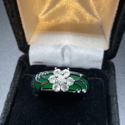 SilverTone 2 In 1 Ring With Rhinestones…Size 7