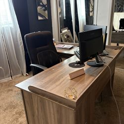 L Shape Office Desk with file Cabinet attached 