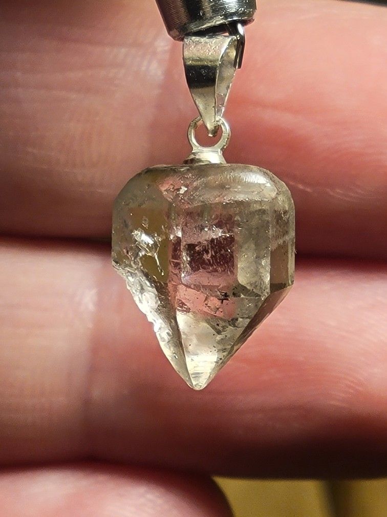 9.45ctw Herkimer Diamond Crystal Pendant Solid 925 Sterling Silver Point Jewelry