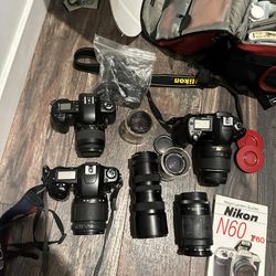 lot of camera equipment/ cameras 