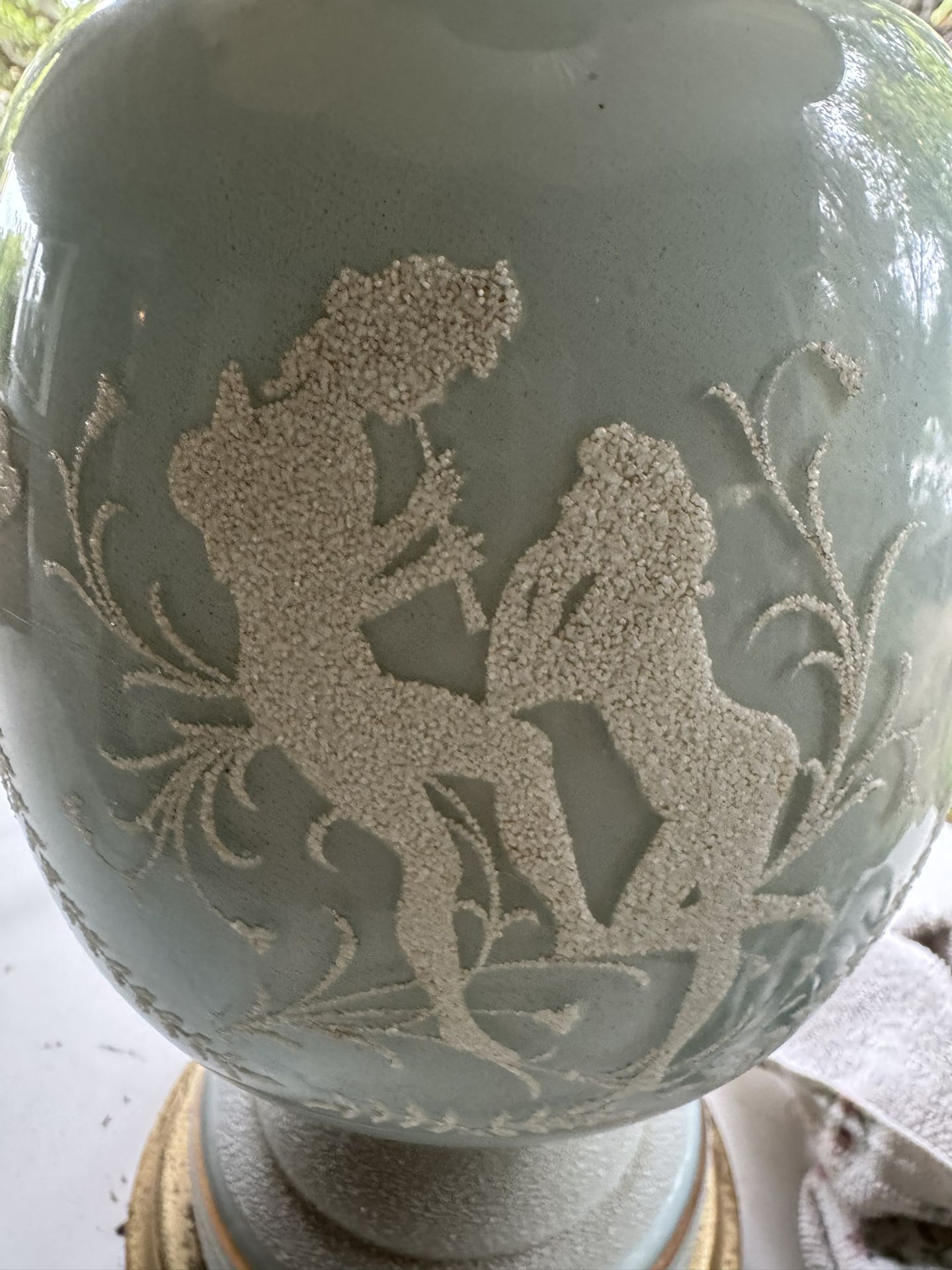 Lamp With Raised White Pattern Baby Blue Background 