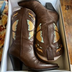 Nine West Brown Leather Butterfly Booths 