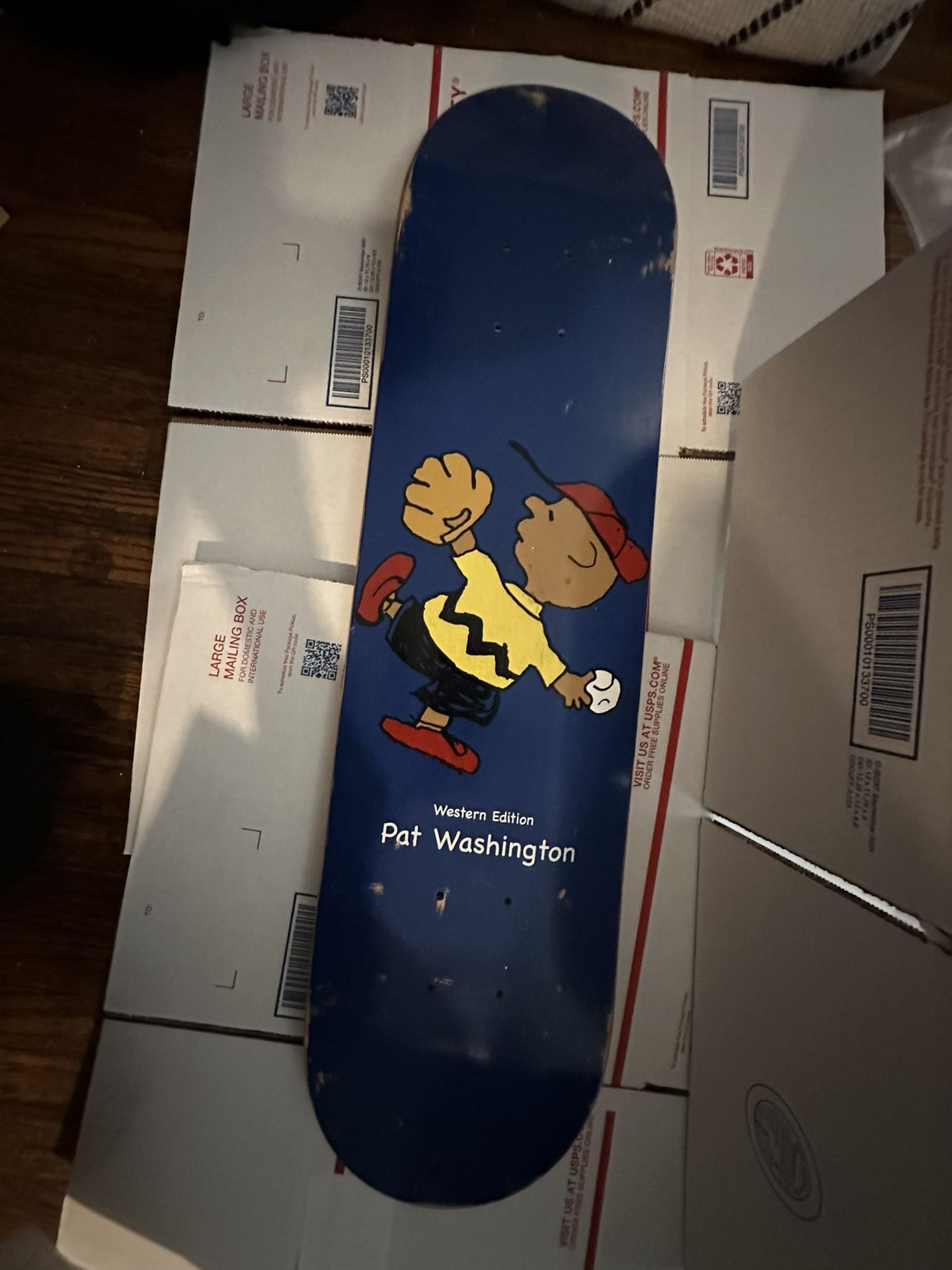 Pat Washington Western Edition Charlie Brown Skateboard Deck Rare