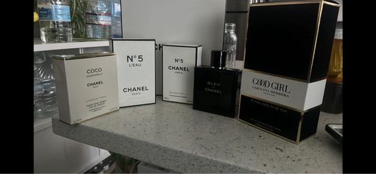 “Lot of 5 Luxury Perfumes - Chanel Coco Mademoiselle, No.5 L’Eau & EDP, Bleu de Chanel, Good Girl - All New/Sealed”