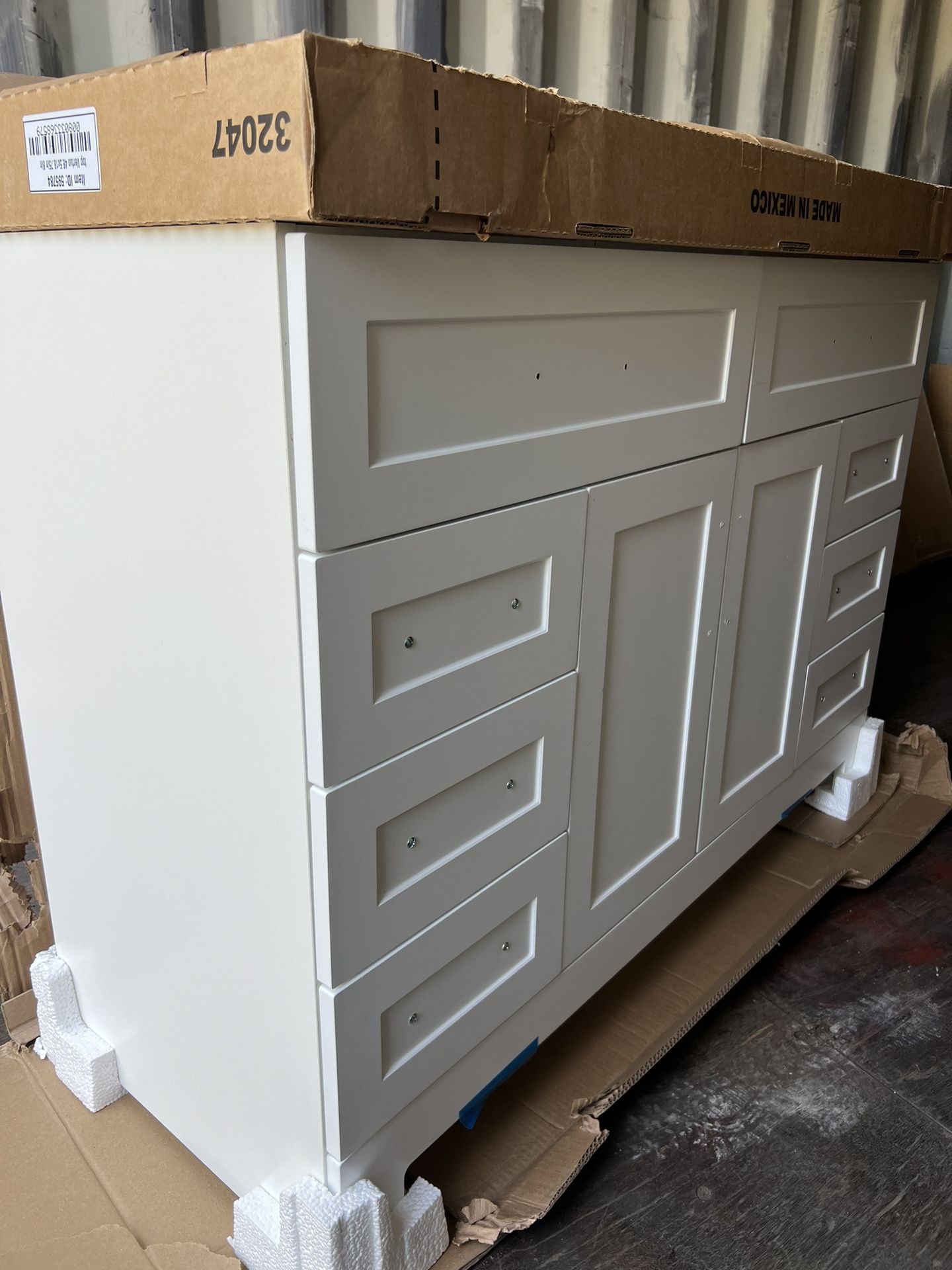 White Single Sink Bathroom Vanity 48” With White Cultured Marble 