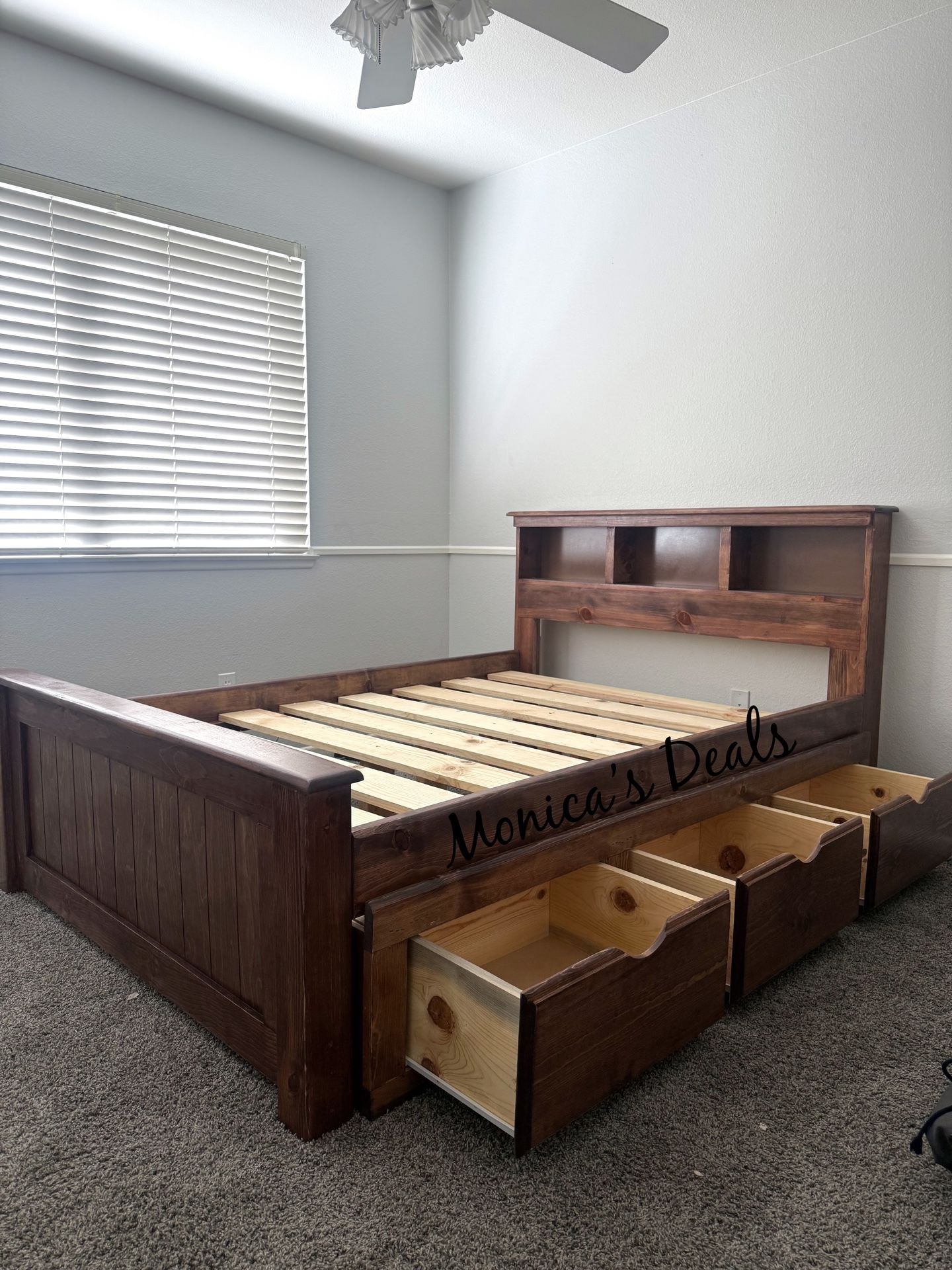 Full Solid Wood Bed Frame With 3 Drawers $500